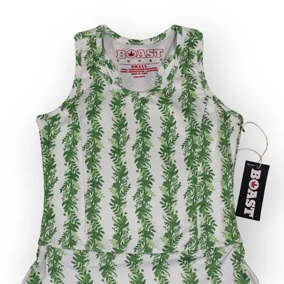 BOAST USA Girls Small Tennis Flora P Dress White Green Racerback Mini NWT - Picture 3 of 16